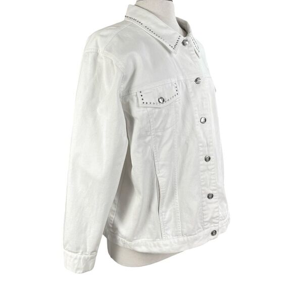 Quacker Factory Beaded Star Angel Wings White Denim Jacket Womens Size XL - Picture 2 of 7